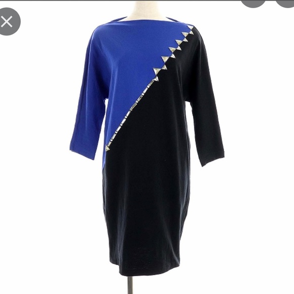 MARC JACOBS
High-Neck 3/4-Sleeve Colorblock Cotton Dress w/ Beading - Picture 2 of 7